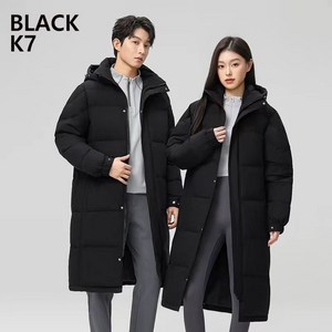 BLACK K7 남녀공용 겨울 스트랩 구스다운 경량 롱패딩