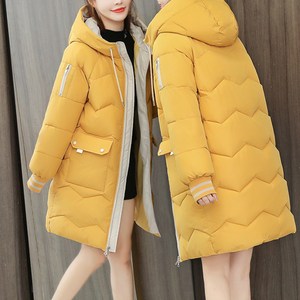 해피유통 여성 가을겨울 두꺼운 패딩 후드 긴 외투