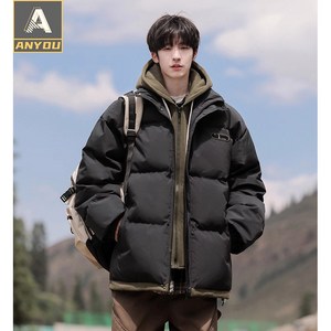 ANYOU 남성용 겨울 기모점퍼 후드 자켓 2in1 투피스 디자인  방한자켓 점퍼 코트 3 colors